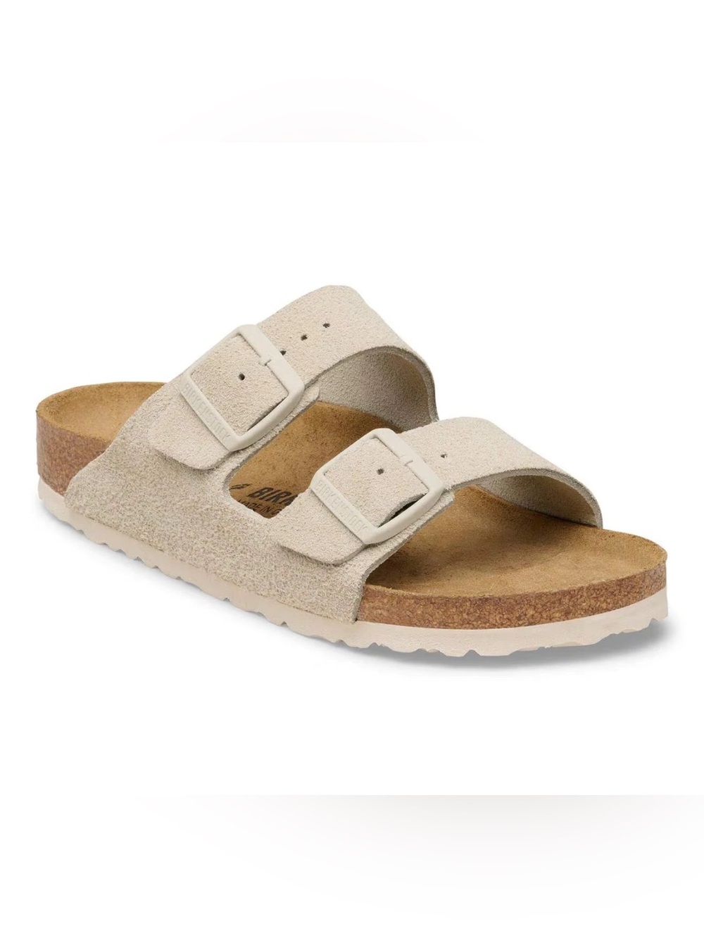 Sz 38 Birkenstock Arizona Suede Leather Unisex Sandals Oyster L7/M5